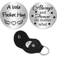 thumbnail image 1 of Little Pocket Hug Token Coin Holder Keychain Long Distance Relationship Keepsake Stainless Steel Double Sided Coin Token Sign with Leather Keychains -Always and Forever No Matter What Black, 1 of 9