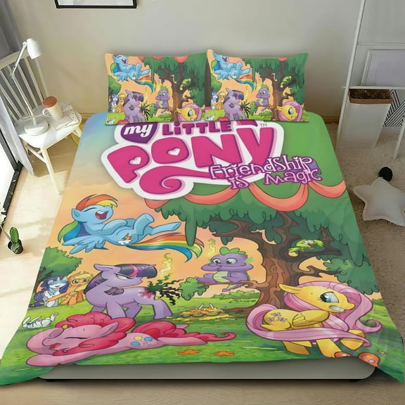 My Little Pony Friendship Is Magic-themed Bed Sheet Set Three Piece Set Comfortable And Skin Friendly Unique Design Home Decor Gifts For Family Friends fans54''x79''135cm*200cm