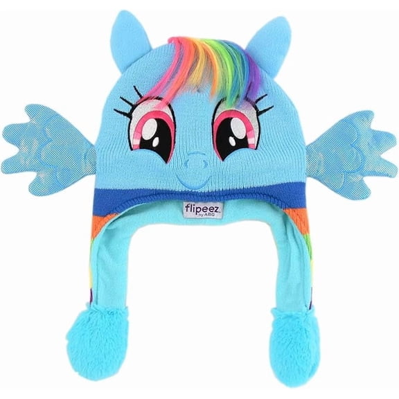 My Little Pony Winter Hat Floppy Ear Hat with Moving Wings for Kids Fun Jumping Wings with Ear Flaps That Move Warm Fleece & Sherpa Lining for Kids 4-7