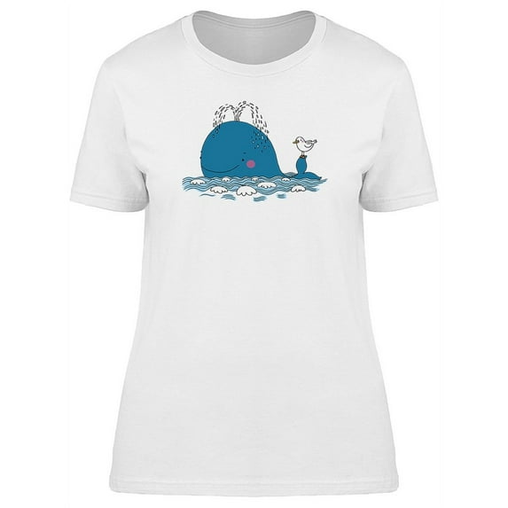 Little Pretty Whale And Seagull T-Shirt Women -Image by Shutterstock, Female Large