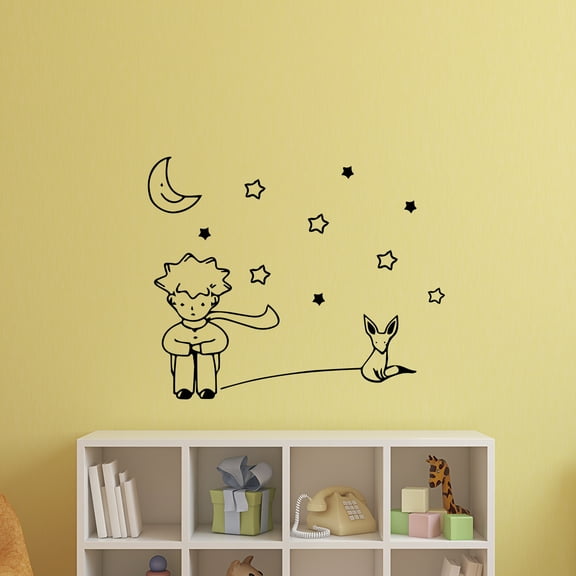 The Little Prince - El Principito - Vinyl Wall Art Stickers - 23" x 28" - Unisex Childrens Bedroom Decals - Preschool and Kindergarten Kids Vinyl Wall Art