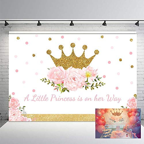 Little Princess Baby Shower Photo Studio Booth Background Pink Floral