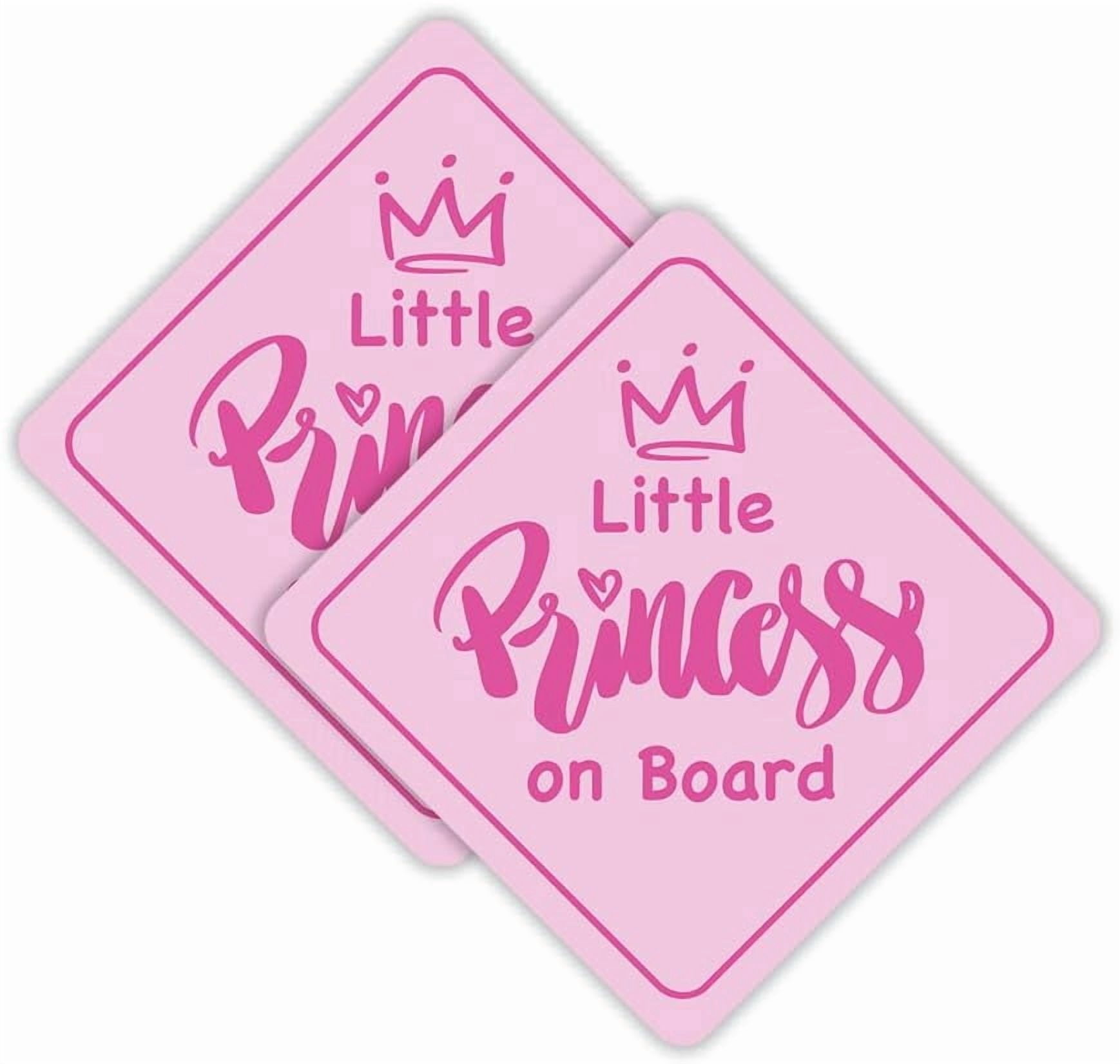 Small Princess Sticker Little Princess on Board Pink Vinyl Sticker Decal 2-Pack, Cute Crown ...