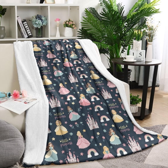 Little Princess Castle Pattern Blanket,Comfortable Soft Flannel Throw Blanket,All Season,Warm Lightweight Blankets for Sofa Bed Couch Living Room Chair,40"x50"