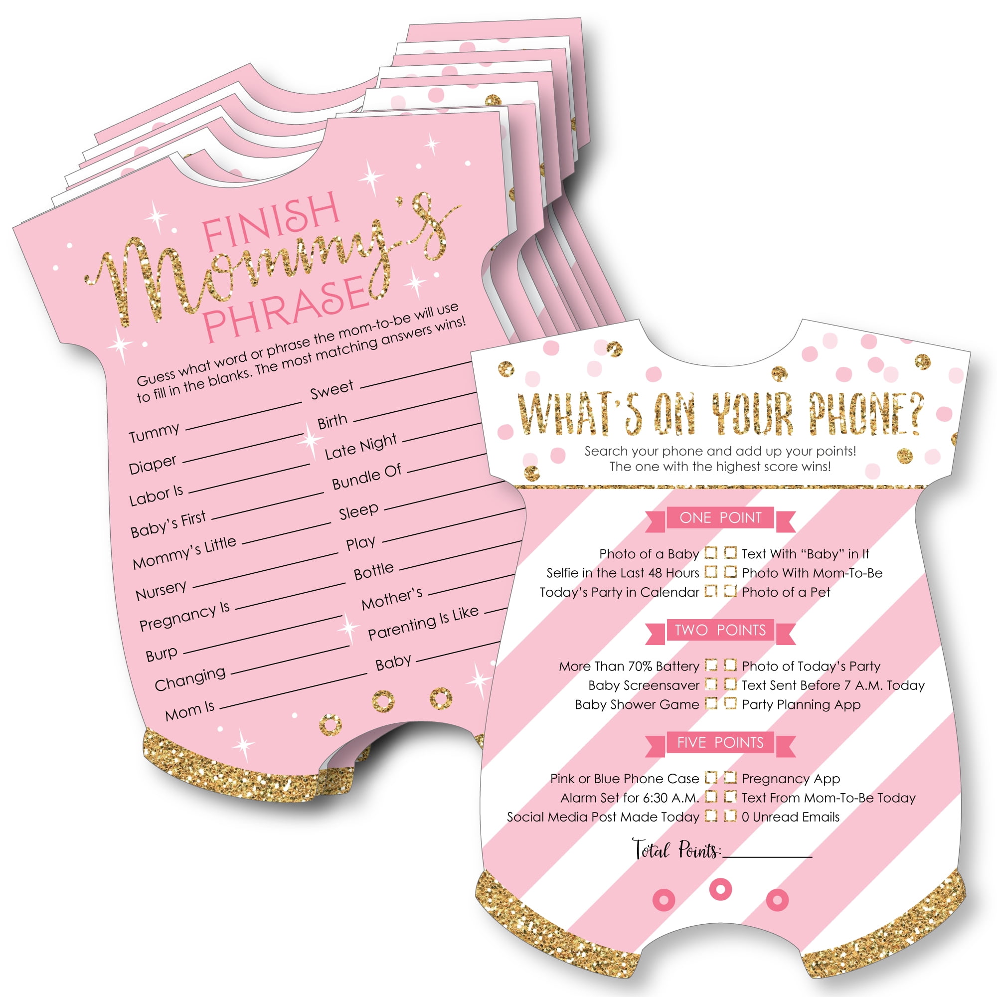 Blush Pink Gold Glitter Baby Shower Blank Invitations with Envelopes, 20ct  