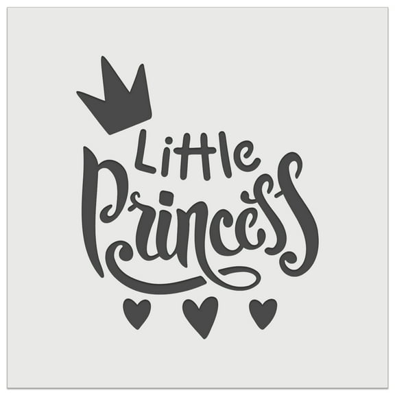 Little Princess Cursive with Crown and Hearts DIY Cookie Wall Craft Stencil - 7.0 Inch