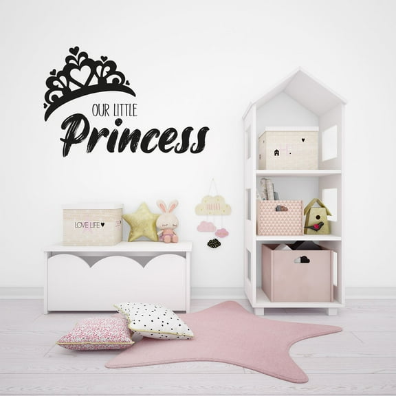 Our Little Princess - Cute Little Crown Drawing Princess Crown Tiara Drawing Silhouette Vinyl Wall Art Wall Decal Wall Sticker Home Decoration Design Kids Girls Room Wall Décor Size (40x40 inch)