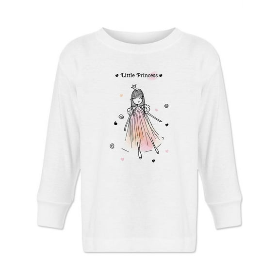 Little Princess Sketch Doodle. Long Sleeve Toddler - Toddler Long Sleeve Tee, White