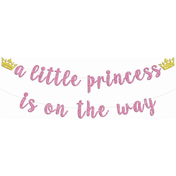 A Little Princess is on The Way Banner, It's A Girl/Welcome Baby Girl/Princess Baby Shower Party Banner, Grown Baby Shower/Gender Reveal/1st Birthday Party Decoration Supplies for Girls