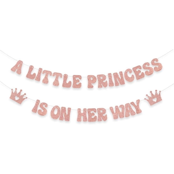 A Little Princess is on her Way Banner, Princess Baby Shower Decorations, Crown Gender Reveal Party Decoration, Baby Girls Birthday Party Supplies Rose Gold