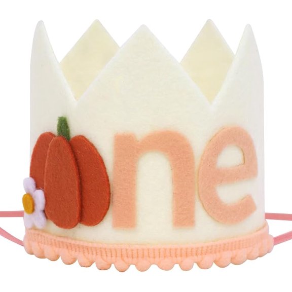 Little Pumpkin 1st Birthday Crown - Floral Pumpkin Birthday Crown, Autumn Birthday Decorations, Cake Smash Photo Props