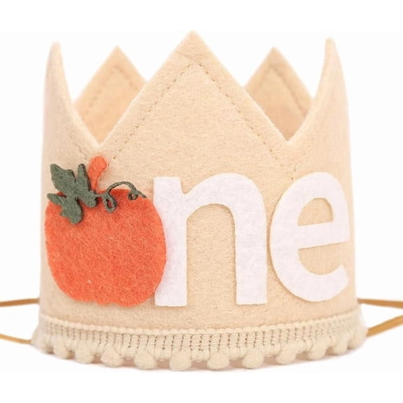 Little Pumpkin 1st Birthday Crown - Pumpkin Theme Crown, Thanksgiving Day Party Supplies, Baby Boy/Girl Fall Cake Smash Photo Prop
