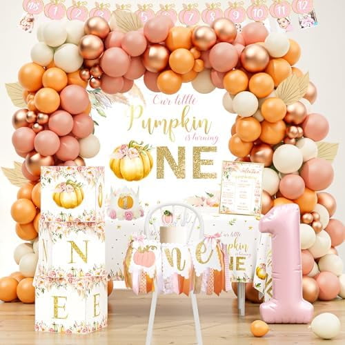 Little Pumpkin 1st Birthday Party Decorations Supplies, Pumpkin First Birthday Decoration for Autumn Fall Halloween Thanksgiving 1st Bday$$Home Decor, Kitchen, & Other