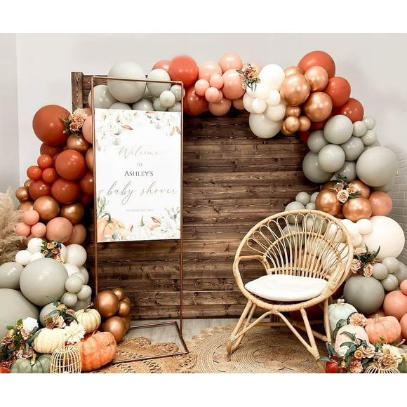 Little Pumpkin Balloon Garland Kit With AFN1140pcs 18/10/5inch Gary Orange Rose Gold Nude Latex Balloons with for Boho Fall Thanksgiving Autumn Birthday Baby Shower Party Decorations(Orange)