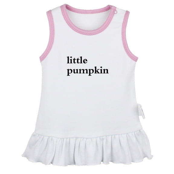 Little Pumpkin Funny Dresses For Baby, Newborn Babies Skirts, Infant Princess Dress, 0-24M Kids Graphic Clothes (White Sleeveless Dresses, 0-6 Months)