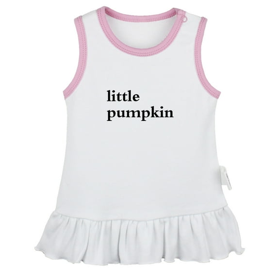 Little Pumpkin Funny Dresses For Baby, Newborn Babies Skirts, Infant Princess Dress, 0-24M Kids Graphic Clothes (White Sleeveless Dresses, 12-18 Months)