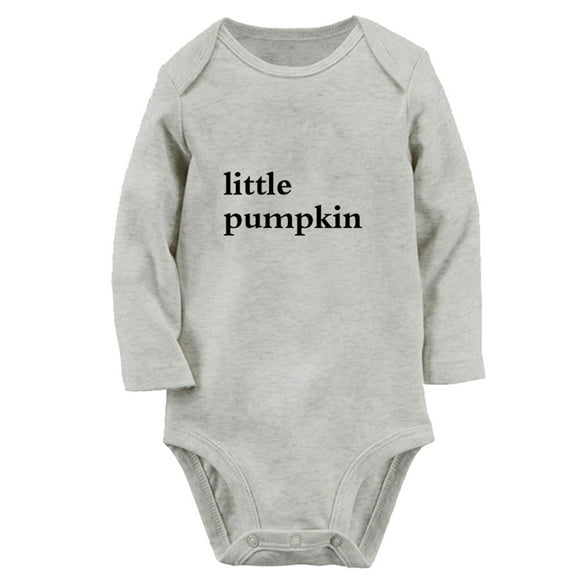 Little Pumpkin Funny Rompers, Newborn Baby Unisex Bodysuits, Infant Jumpsuits, Toddler 0-12 Months Kids Long Sleeves Oufits (Gray, 0-6 Months)