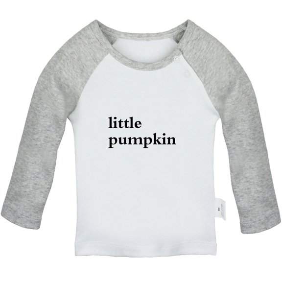 Little Pumpkin Funny T shirt For Baby, Newborn Babies T-shirts, Infant Tops, 0-24M Kids Graphic Tees Clothing (Long Gray Raglan T-shirt, 12-18 Months)