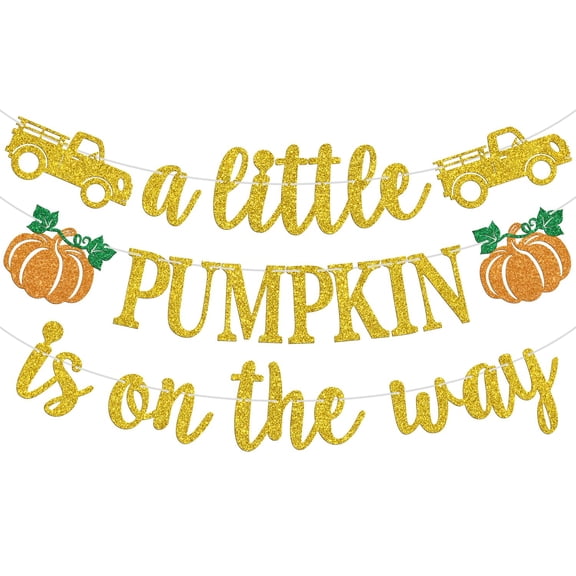 A Little Pumpkin is on the Way Banner, Welcome Sweet Pumpkin Baby Shower Birthday Decorations for Boy Girl, Thanksgiving Theme Gender Reveal Baby Shower Birthday Party Supplies
