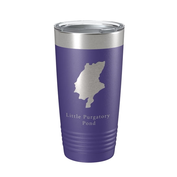 Little Purgatory Pond Tumbler Lake Map Travel Mug Insulated Laser Engraved Coffee Cup Maine 20 oz Purple