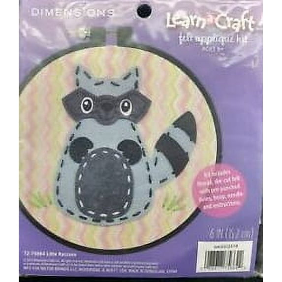 Little Raccoon Felt Applique Kit 72-75664 Dimensions