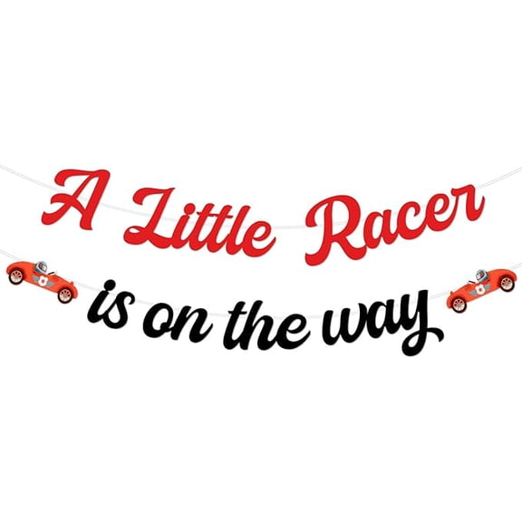 A Little Racer is On The Way Banner Red Black Race Car Baby Shower Banner Lets Go Racing Party Supplies for Boys Racing Theme Baby Shower Decorations