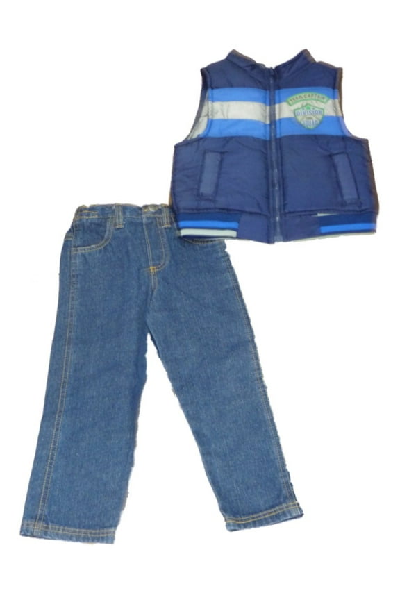 Infant & Toddler Boys 2 Piece Blue Vest & Jeans Set 12 Months
