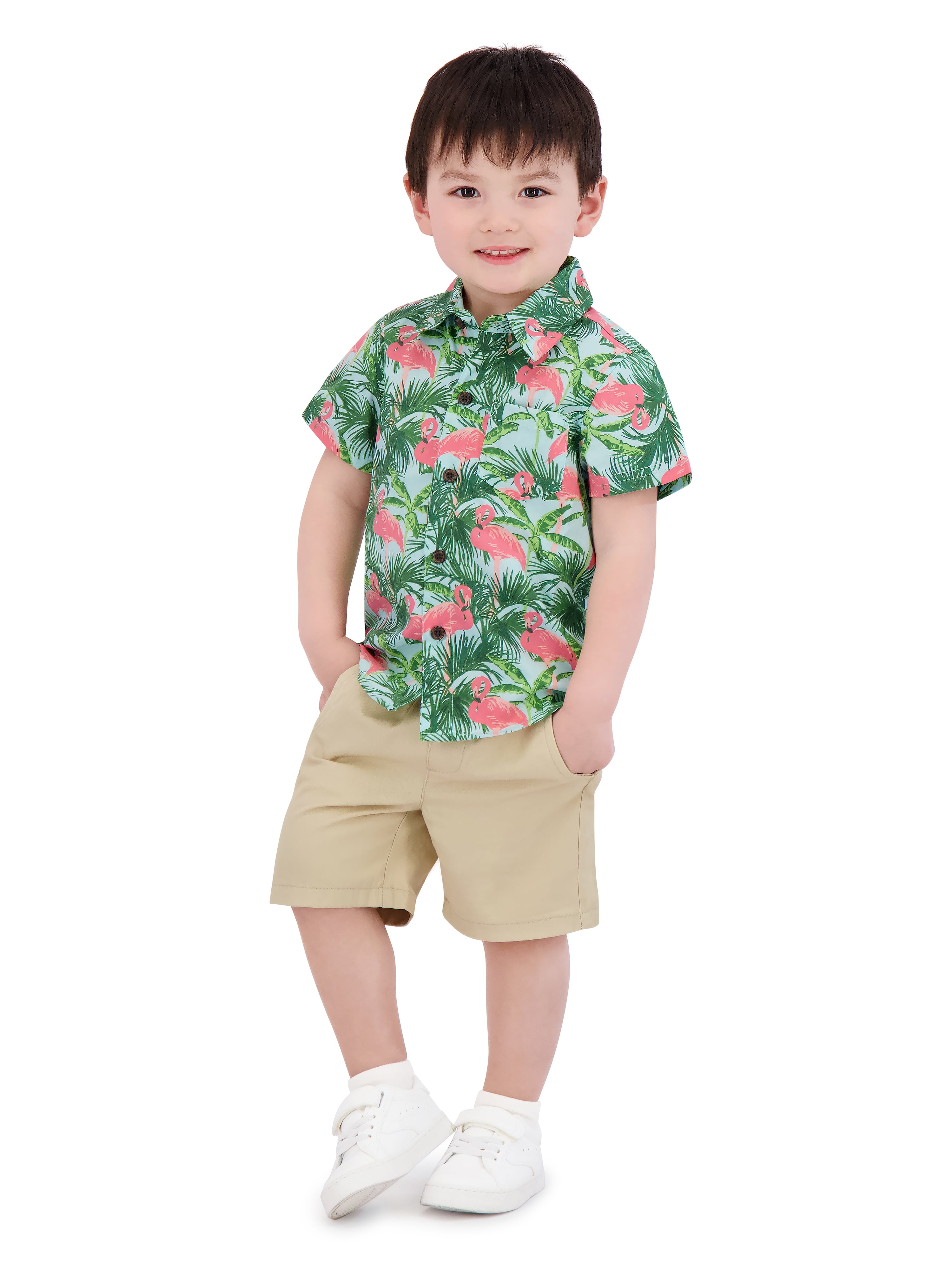 Little Rebels Toddler Boy Flamingo 2 Piece Short Set, Size 2T-4T