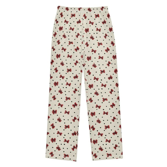 Little Red Bow Pajama Pants Soft and Lightweight Elastic Waistband Pajama Pants