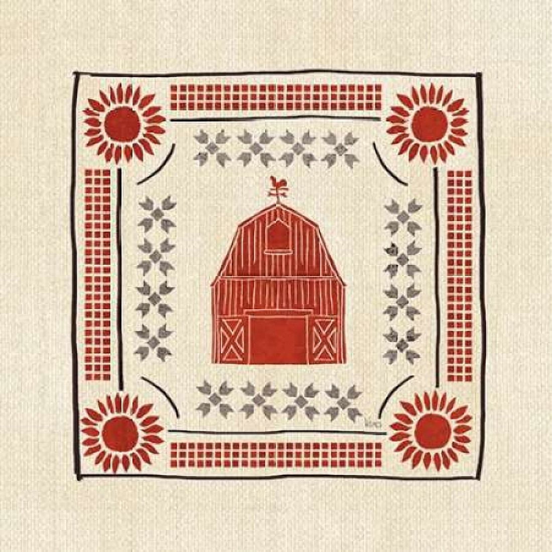 Little Red Farm Tile I Canvas Art - Veronique Charron (24 x 24)