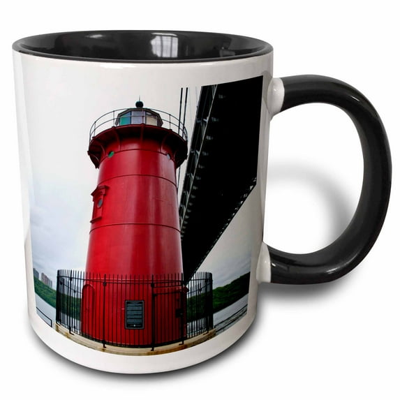 3drose, Little Red Lighthouse, 11oz Two-tone Black Mug