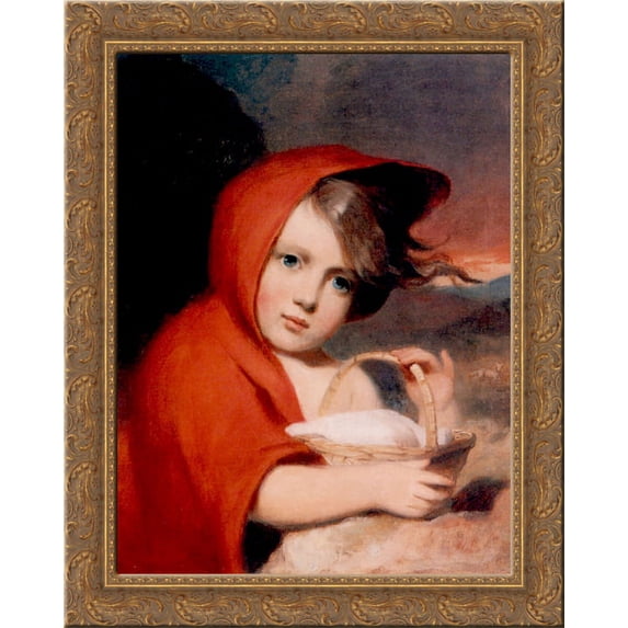 Little Red Riding Hood 24x20 Gold Ornate Wood Framed Canvas Art by Thomas Sully