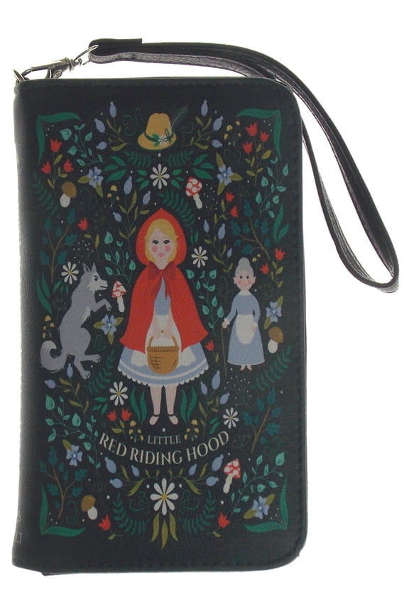 Little Red Riding Hood Black Faux Leather Wristlet Wallet Card Slots Zippered