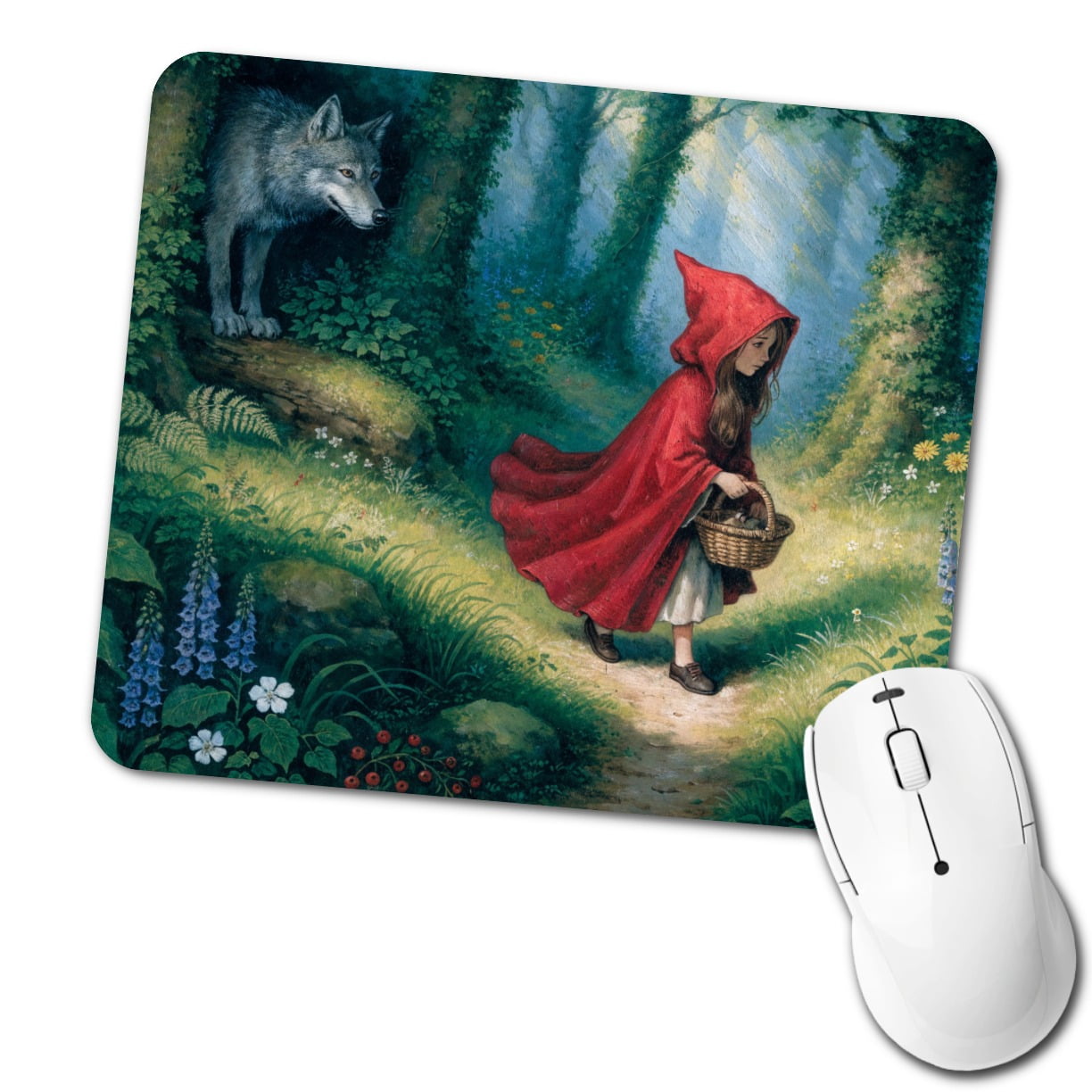 Mouse Ride Sign Little Red Riding Hood Fairy Tale Mouse Pad Low Profile Gaming Mat ...