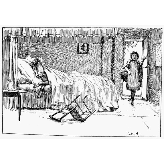 Little Red Riding Hood. /Ndrawing, C1891, By George Percy Jacomb Hood. Poster Print by (24 x 36)