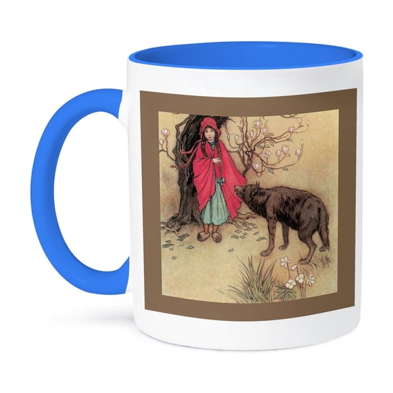 3dRose, Little Red Riding Hood vintage, 15oz Two-Tone Blue Mug