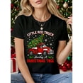 thumbnail image 1 of Little Red Truck Hauling A Christmas Tree T-Shirt, Graphic Tees Women, 1 of 7