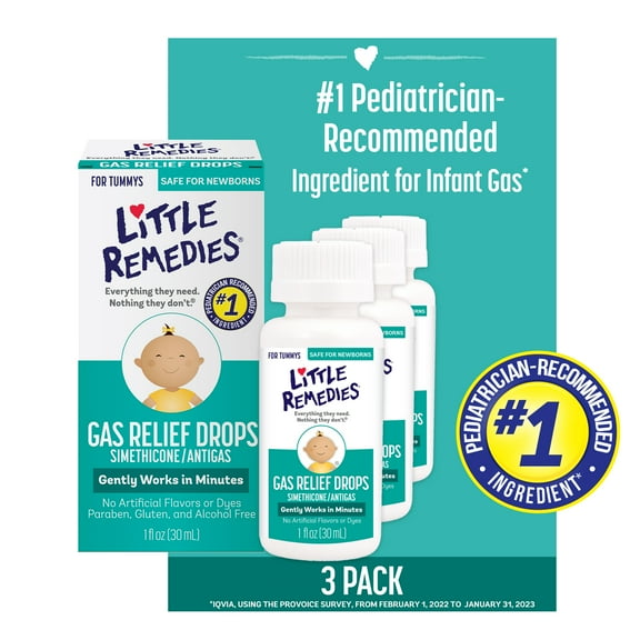 Little Remedies Gas Relief Drops, Natural Berry Flavor, Safe For Newborns, 1 fl oz, 3 Pack