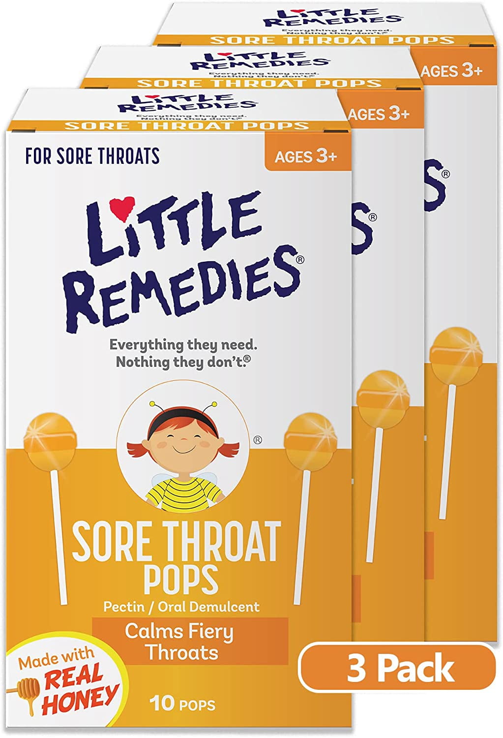 Little Remedies Little Colds, Honey Pops, 10 CT (Pack 3)