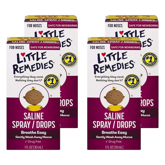 Little Remedies Little Noses Saline Spray/Drops, 1 Ounce, Pack of 4