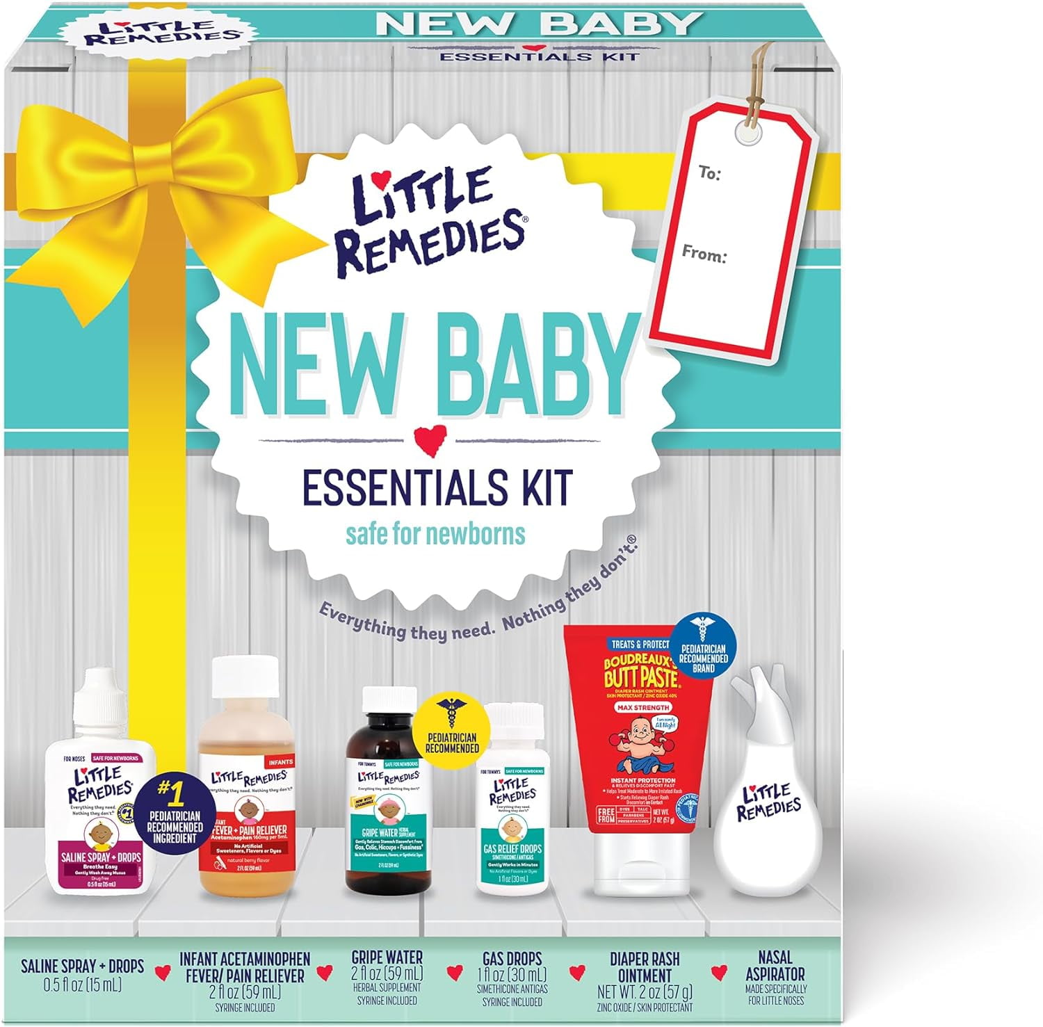 Little Remedies, New Baby Essentials Kit, 6 Newborn Essentials, Saline