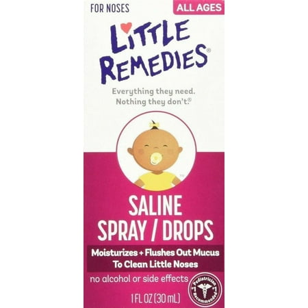 Little Remedies Newborn + Nose Saline Spray Drops, Wash Away Mucus, 1 Oz, 5-Pack