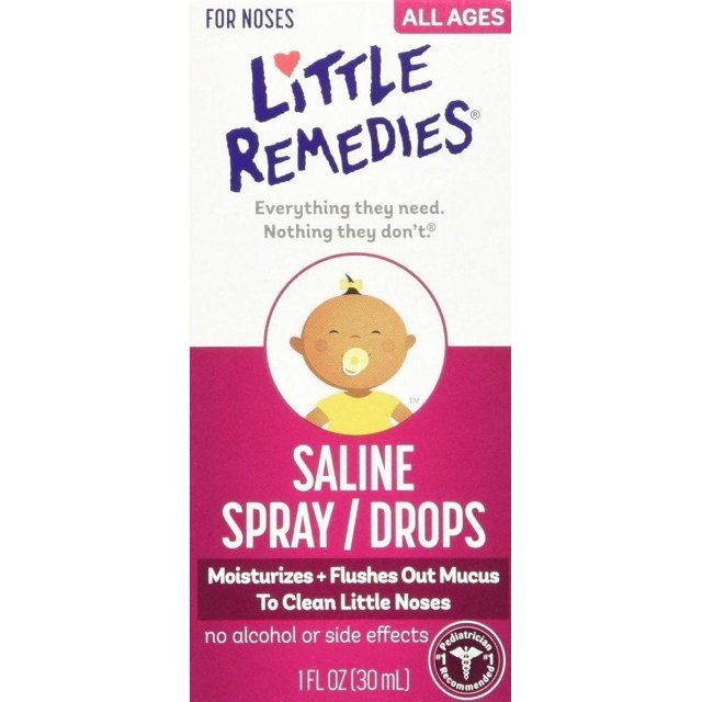 Little Remedies Newborn + Nose Saline Spray Drops, Wash Away Mucus, 1 Oz, 5Pack