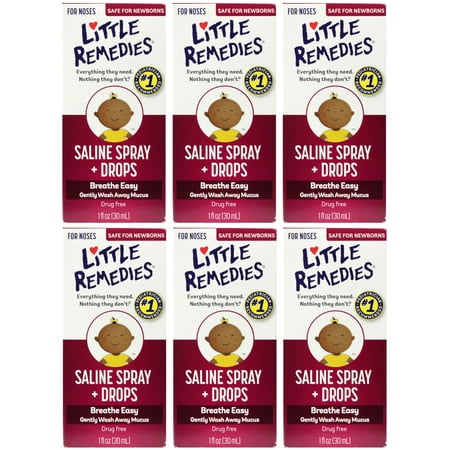 Little Remedies Saline Spray and Drops | Safe for Newborns | 1 Fl Oz (Pack of 6)