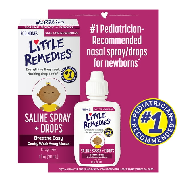 Little Remedies Saline Spray and Drops, Safe for Newborns, 1 fl oz
