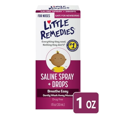 Little Remedies Saline Spray and Drops, Safe for Newborns, Gently Wash Away Mucus from Cold, 1 fl oz