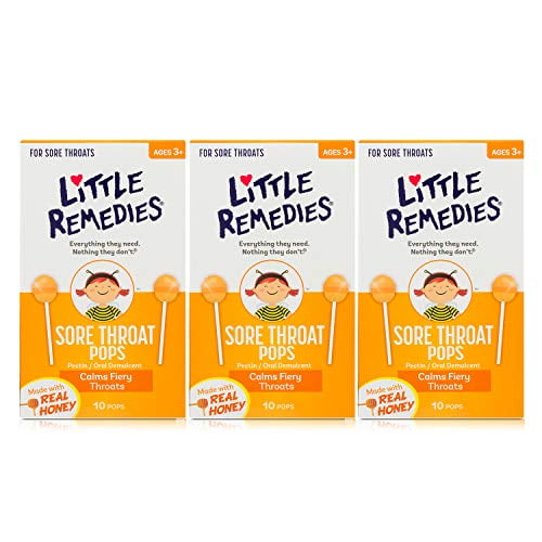 Little Remedies Sore Throat Pops, Made With Real Honey, 10 Count, 3 Pack