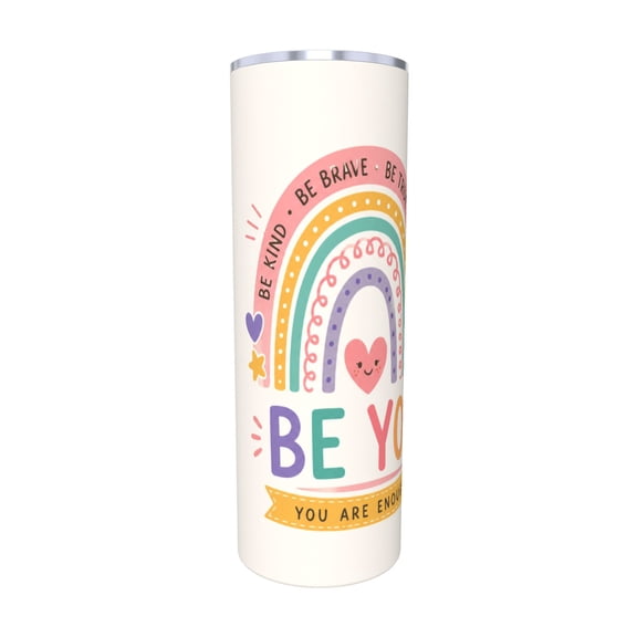 Little Reminder Be You Inspirational Quote Travel Tumbler 20oz Insulated Car Cup with Handle Straw Stainless Steel Large Capacity Coffee Cup Self Love Gift with Straw
