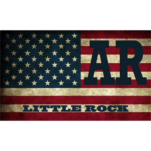 Little Rock AR Arkansas Pulaski County Vintage US Flag Decal Bumper Sticker 3M Vinyl 3" x 5"