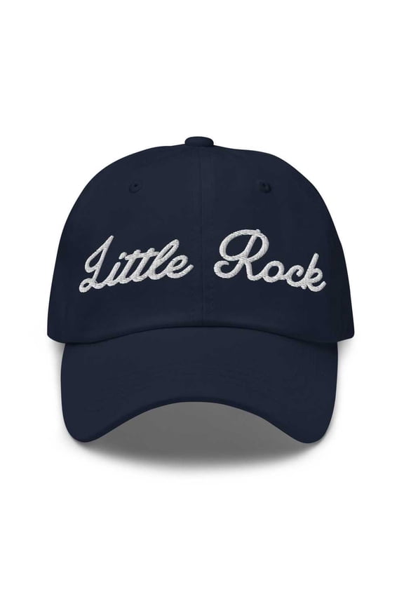 Little Rock Baseball Cap Little Rock Dad Hat Bold Script Texas TX Hat Embroidered Souvenir Gift Navy